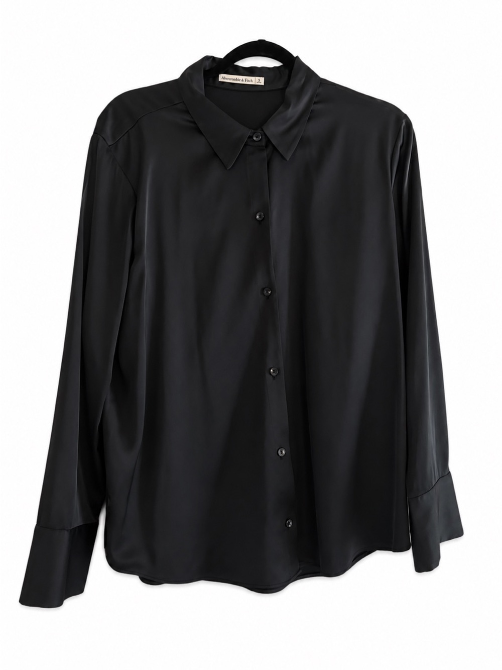 Abercrombie & Fitch Black Satin Button-Down Shirt